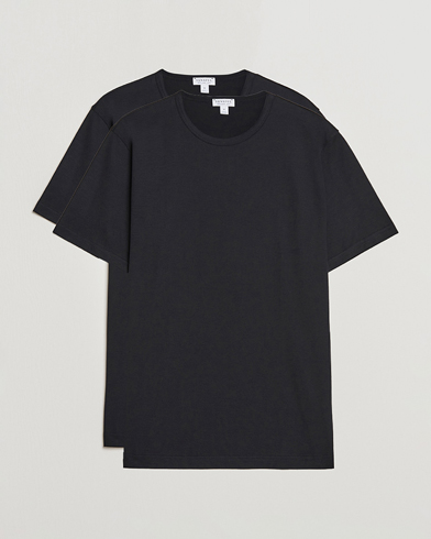 Homme | Anciennes Images De Produits | Sunspel | 2-Pack Crew Neck Q82 Cotton T-Shirt Black