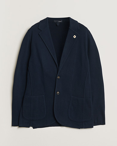 Pre-owned Lardini Knitted Cotton Blazer Navy M – Blauw