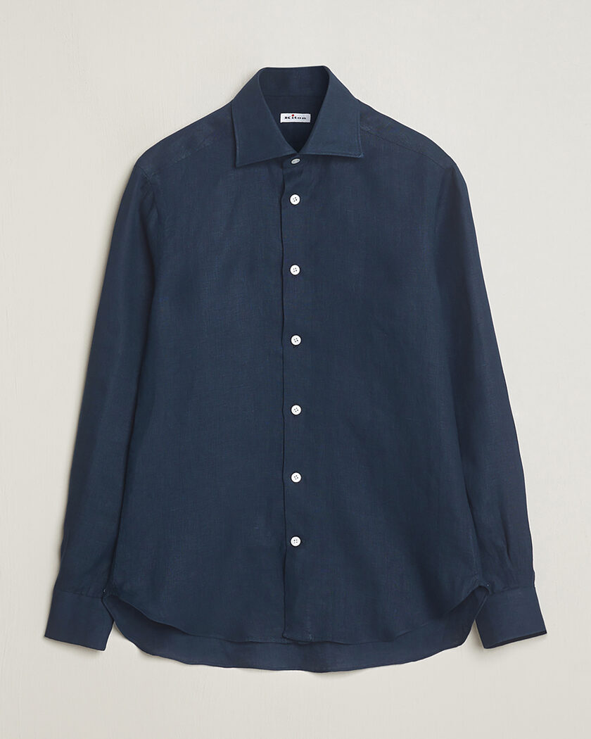 Pre-owned Kiton Linen Sport Shirt Navy 38 - S – Bleu
