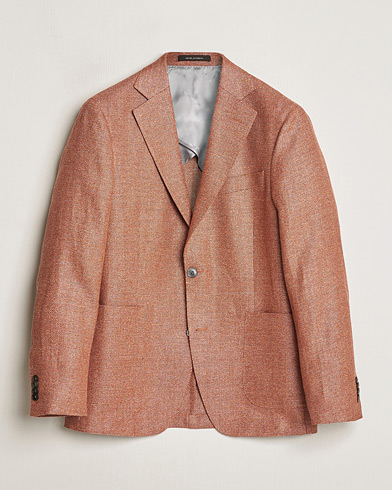 Pre-owned Oscar Jacobson Ferry Hopsack Hemp/Wool Blazer Orange 54 – Oranje