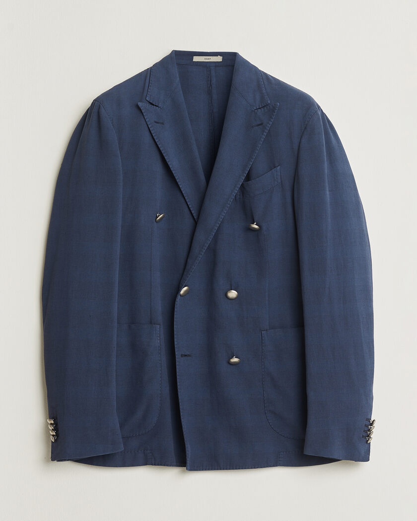 Pre-owned Boglioli Coat Double Breasted Silk Blend Blazer Navy 50 – Bleu