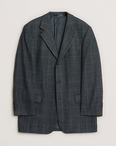 Pre-owned BOSS Vintage Wool Checked Blazer Navy 48 – Blauw