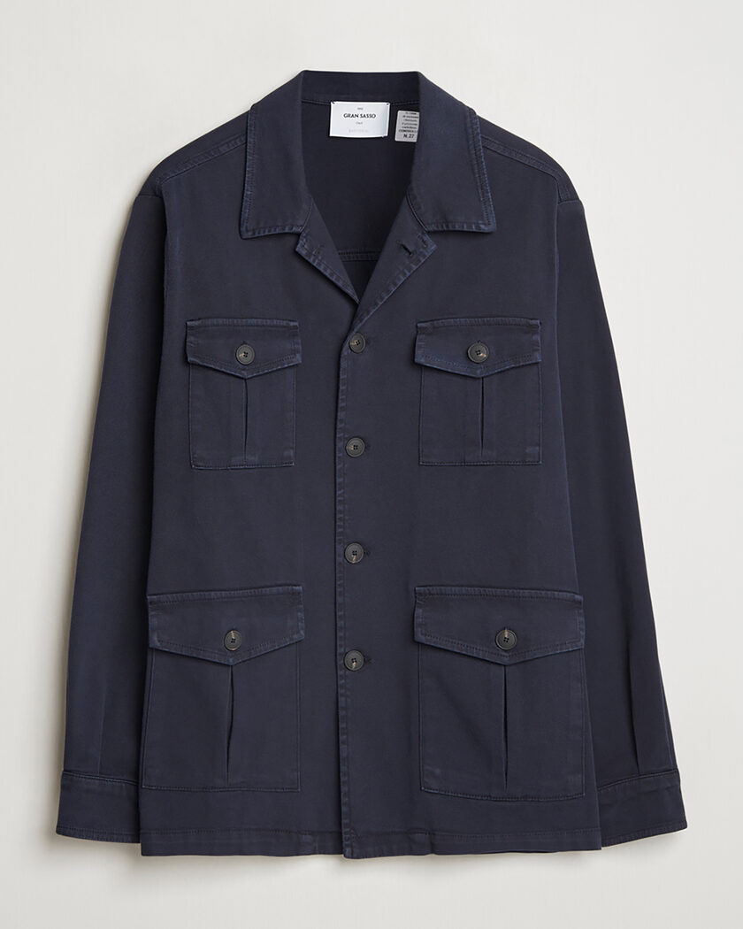 Pre-owned Gran Sasso Cotton Twill Safari Jacket Navy 50 – Blauw
