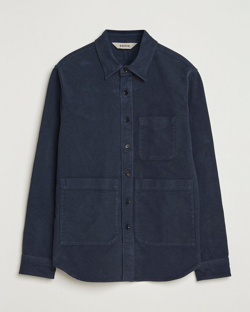 Pre-owned Aspesi Moleskine Utility Shirt Navy XL – Bleu