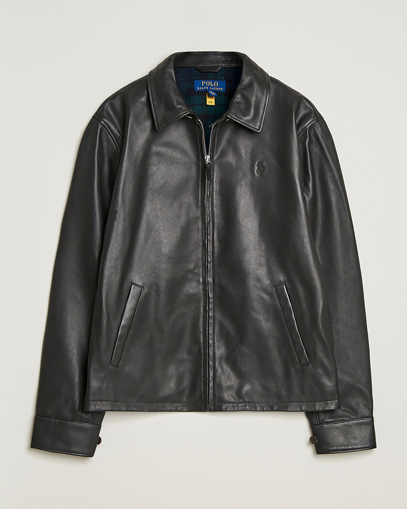 Pre-owned Polo Ralph Lauren Maxwell Windbreaker Leather Jacket Polo Black L – Noir