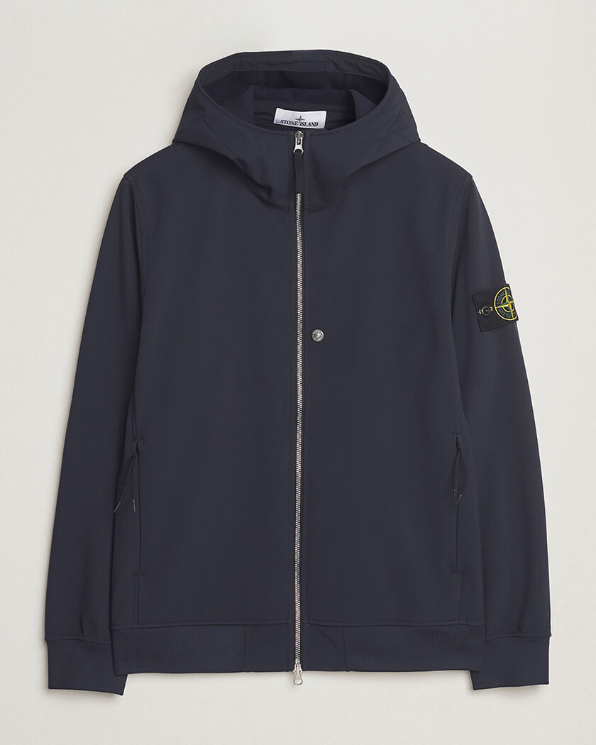 Pre-owned Stone Island Soft Shell Re-Dyed Lined Hood Jacket Navy L – Blauw