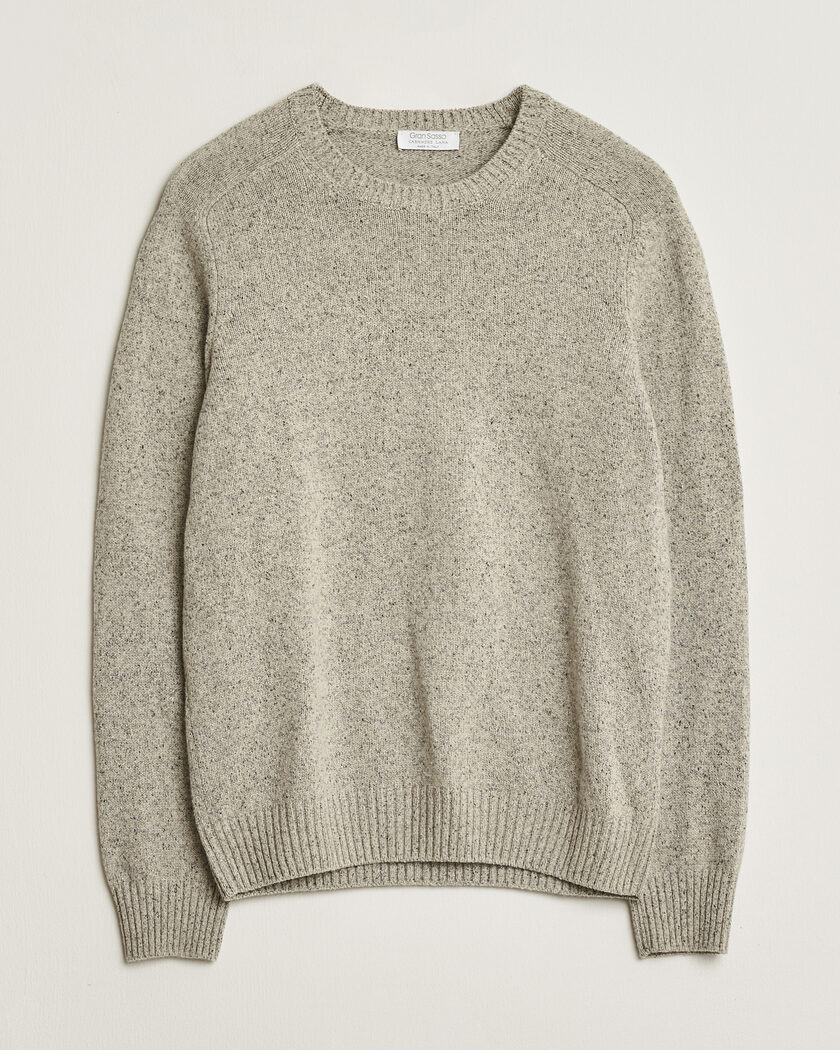 Pre-owned Gran Sasso Cashmere & Silk Blend Crew Neck Grey Melange 48 – Gris