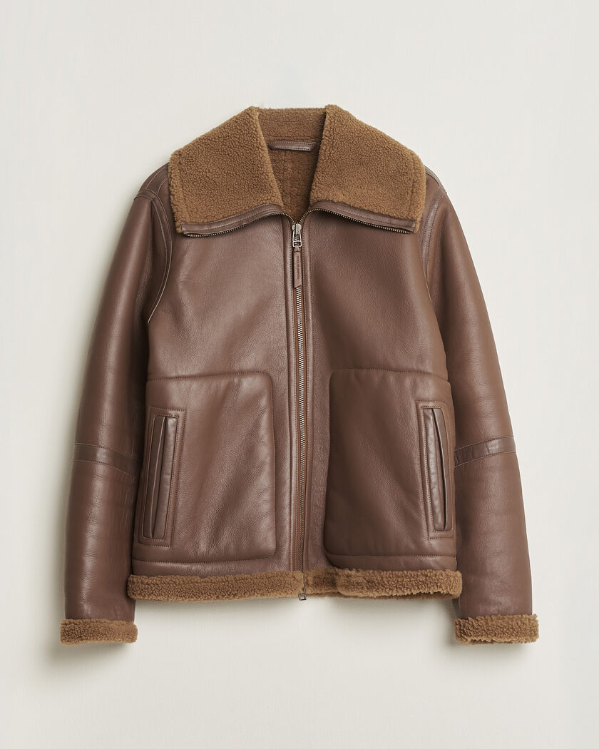 Pre-owned Tiger of Sweden Dace Shearling Jacket Brown M – Marron