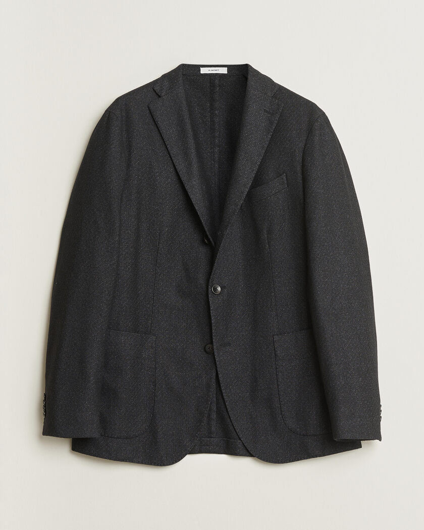 Pre-owned Boglioli K Jacket Flannel Wool Blazer Charcoal 50 – Noir