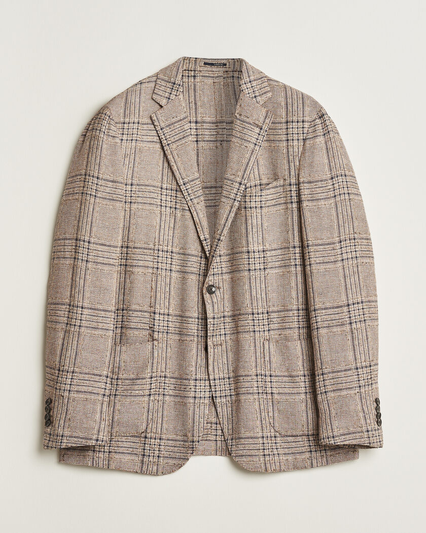 Pre-owned Lardini Silk Blend Checked Blazer Brown 54 – Marron