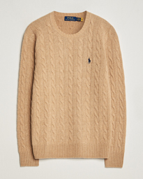 Polo Ralph Lauren Wool/Cashmere Cable Crew Neck Camel Melange