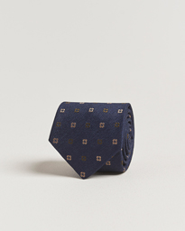  Silk Bouclé Flower 8cm Tie Navy