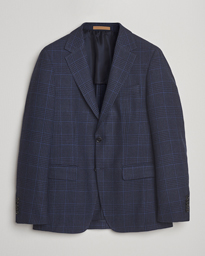  Jeff Wool Checked Blazer Dark Blue