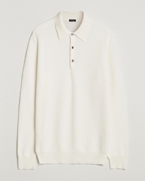  Cashmere Rib Long Sleeve Polo Light Beige
