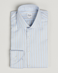  Regular Fit Twill Stripe Cut Away Shirt Blue