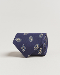  Diamond Petals Habotai Silk Tie Navy