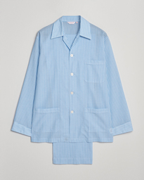  Striped Cotton Pyjama Set Light Blue