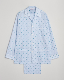  Printed Piped Cotton Pyjama Set Light Blue