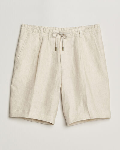 BOSS CAMEL Peet Linen Drawstring Shorts Open White