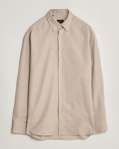 Brioni Cotton/Cashmere Flannel Shirt Beige