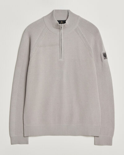 Belstaff Bradwell Cotton Knitted Quarter Zip Concrete
