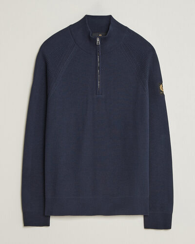 Belstaff Bradwell Cotton Knitted Quarter Zip Dark Ink