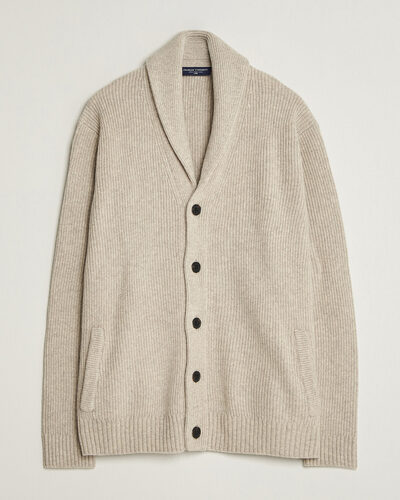 Charles Tyrwhitt Chunky Merino Shawl Neck Cardigan Oat