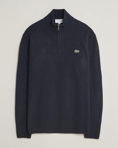 Lacoste Carded Wool Half Zip Navy Blue