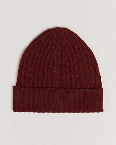 Piacenza Cashmere Ribbed Cashmere Beanie Burgundy