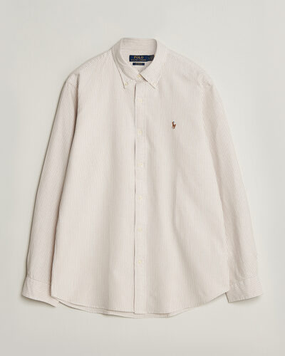 Polo Ralph Lauren Custom Fit Striped Oxford Shirt Camel/White