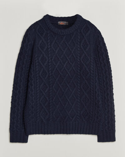 Morris Ramsey Cable Sweater Navy