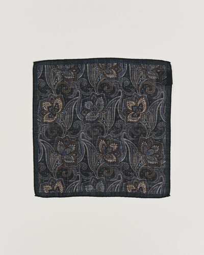 Amanda Christensen Wool Large Paisley Pocket Square Navy