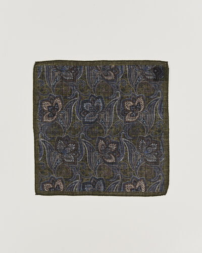 Amanda Christensen Wool Large Paisley Pocket Square Green