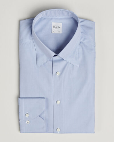 Stenströms Slimline Twofold Cotton Button Under Shirt Blue