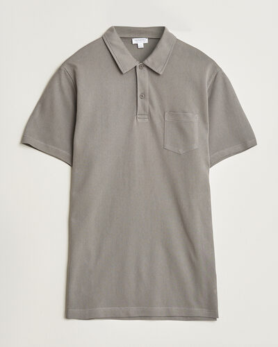 Sunspel Riviera Polo Shirt Smoke Grey