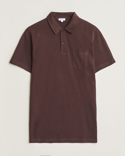 Sunspel Riviera Polo Shirt Dark Brown