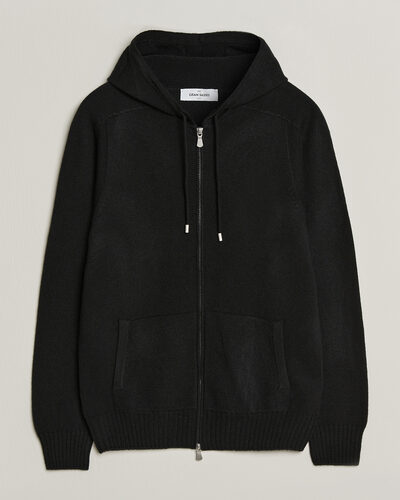 Gran Sasso Full Zip Wool Hoodie Black