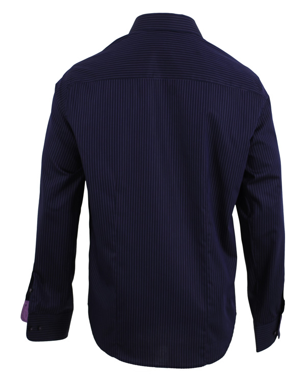 Homme | Chemises | Oscar of Sweden | Skjorta Slim Fit Marin Botten Lila Rand L