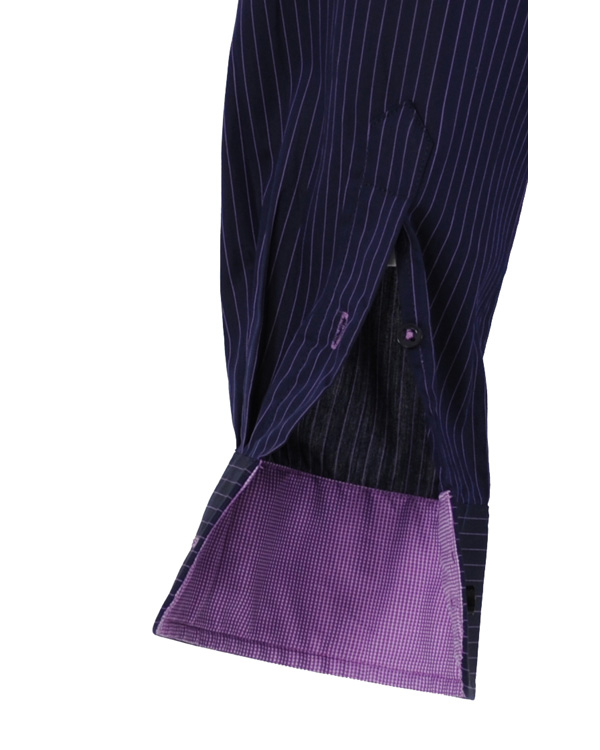 Homme | Chemises | Oscar of Sweden | Skjorta Slim Fit Marin Botten Lila Rand L