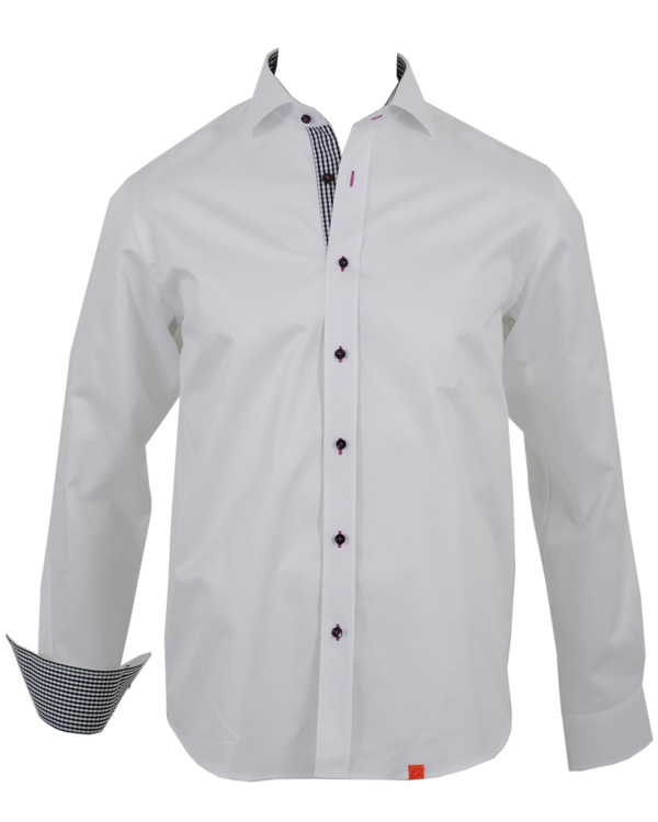 Homme | Chemises | Oscar of Sweden | Skjorta Slim Fit Vit Svart Kontrast