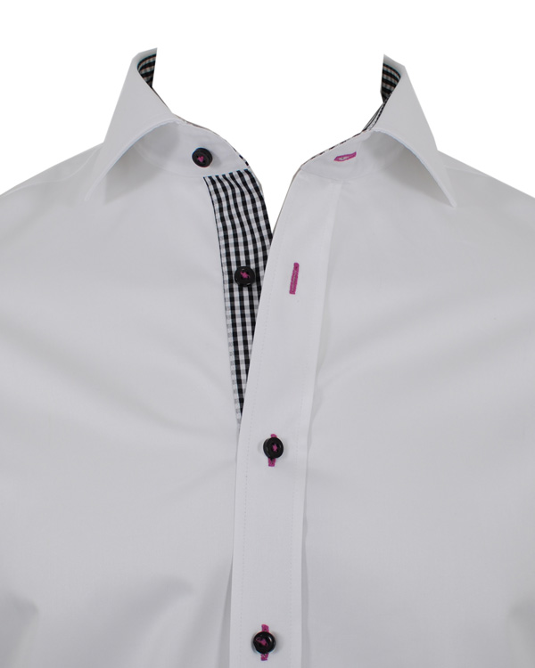 Homme | Chemises | Oscar of Sweden | Skjorta Slim Fit Vit Svart Kontrast