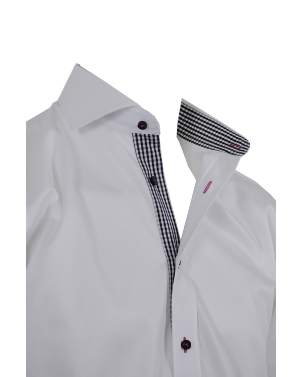 Homme | Chemises | Oscar of Sweden | Skjorta Slim Fit Vit Svart Kontrast
