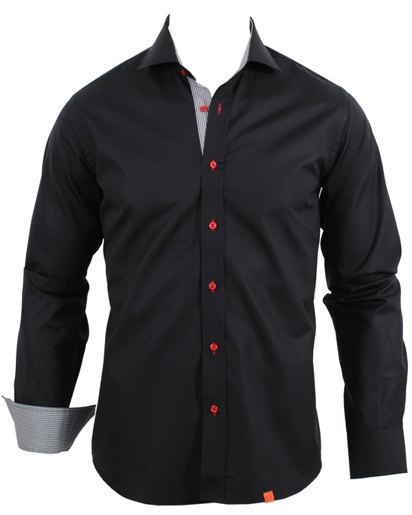 Homme | Chemises | Oscar of Sweden | Slim Fit Skjorta Svart Rutkontrast