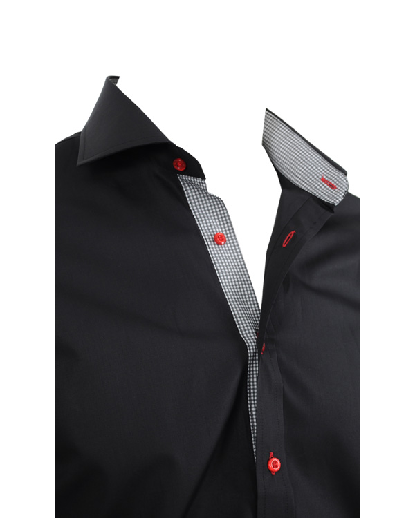 Homme | Chemises | Oscar of Sweden | Slim Fit Skjorta Svart Rutkontrast