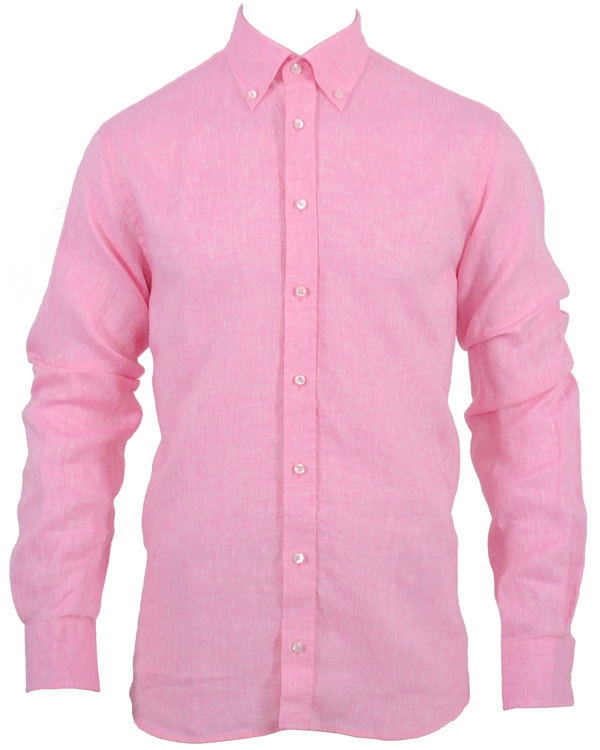 Homme | Chemises | Oscar of Sweden | Oscar Slim Fit Skjorta Linne Rosa