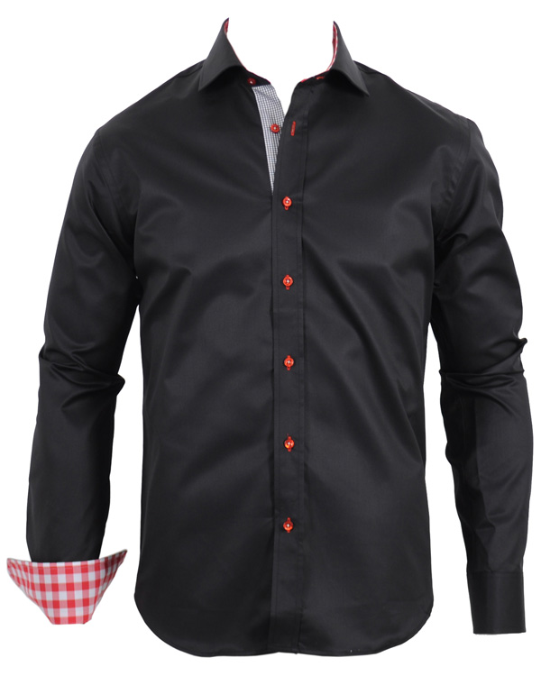 Homme | Chemises | Oscar of Sweden | Oscar Slim Fit Skjorta Svart Kontrast M