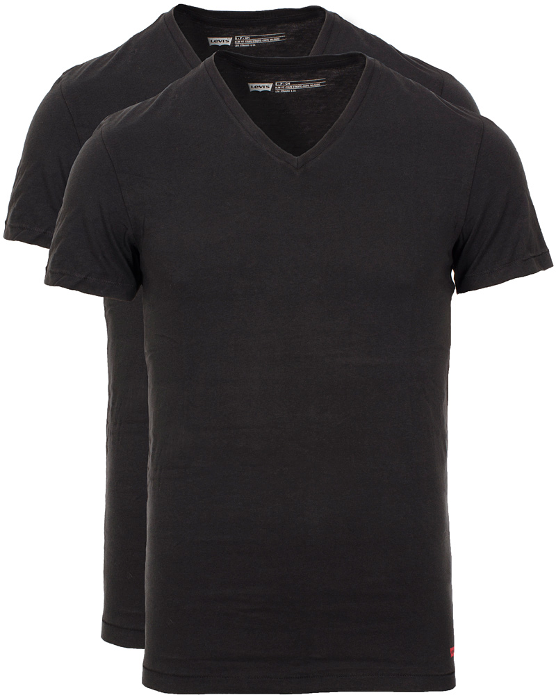 Homme | T-shirts | Levi's | Levis 2 Pack V Neck Tee Black