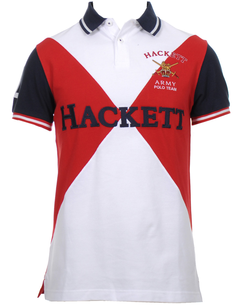 Homme | Polos | Hackett | Army Polo Team Diamond Piké White/Red