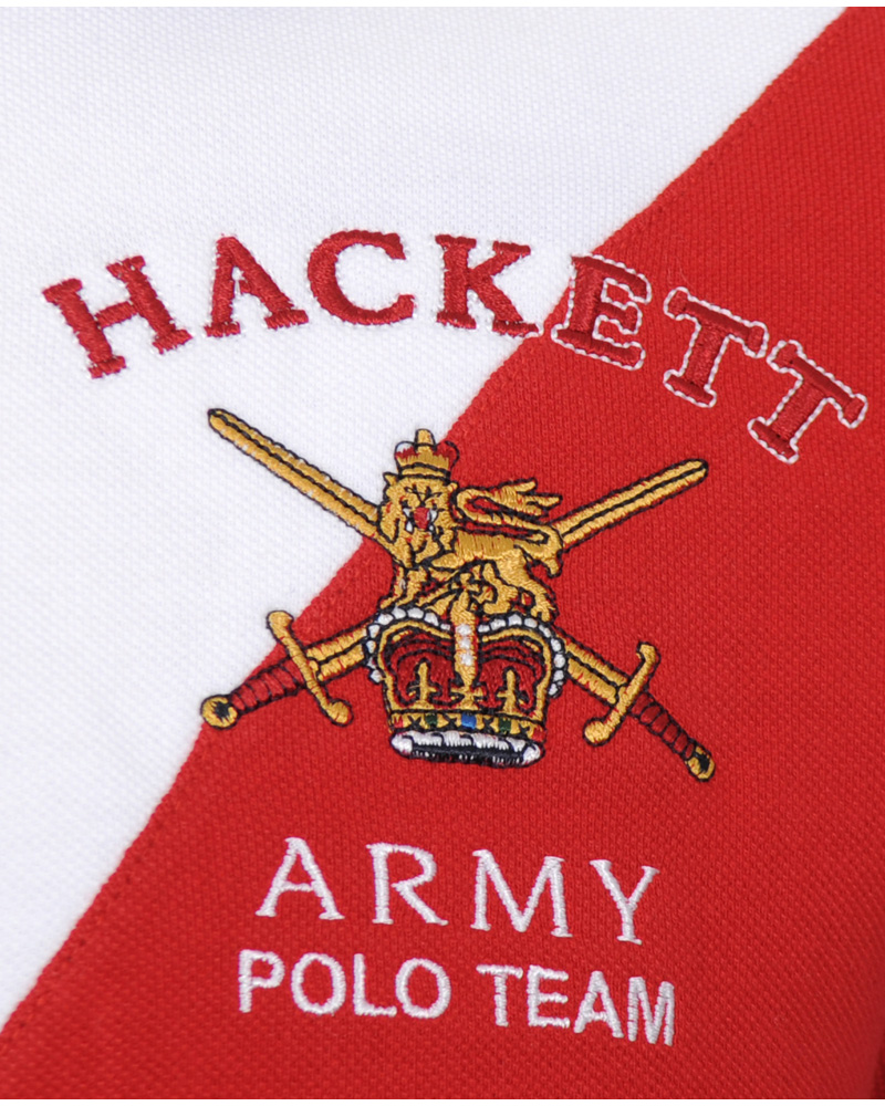 Homme | Polos | Hackett | Army Polo Team Diamond Piké White/Red