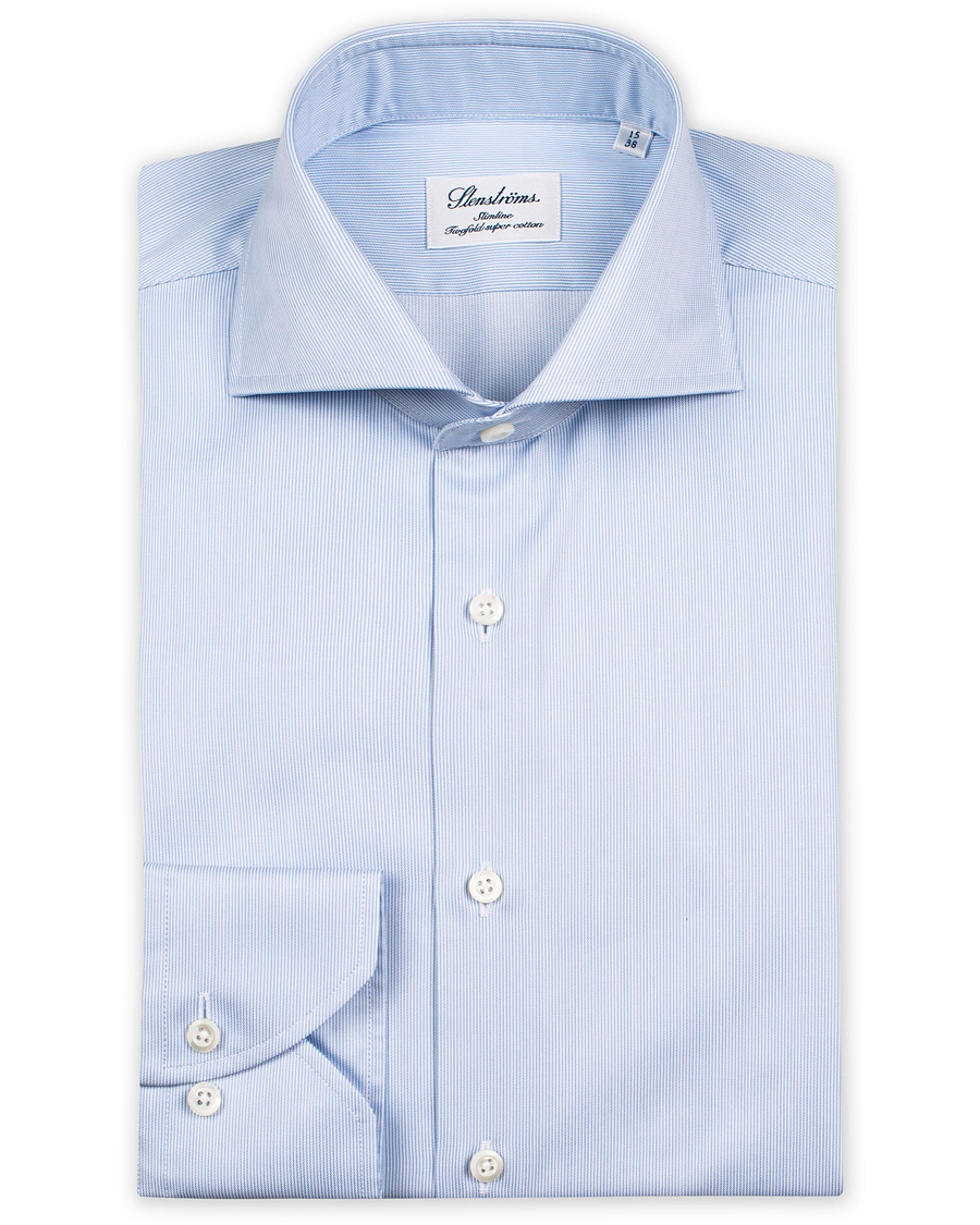 Heren | Overhemden | Stenströms | Slimline Shirt Thin Stripe Blue